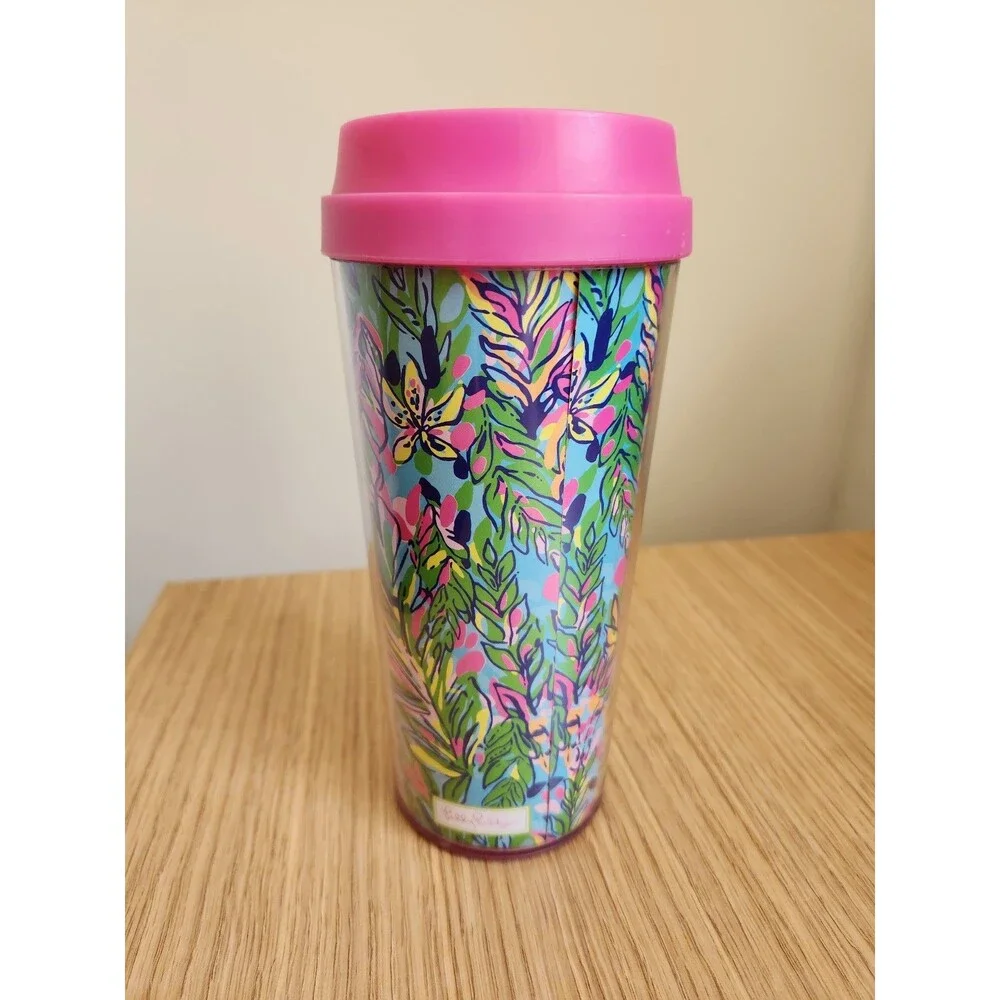 Lilly Pulitzer Tropical Floral Print Travel Tumbler 16oz
